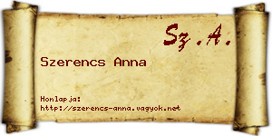 Szerencs Anna névjegykártya